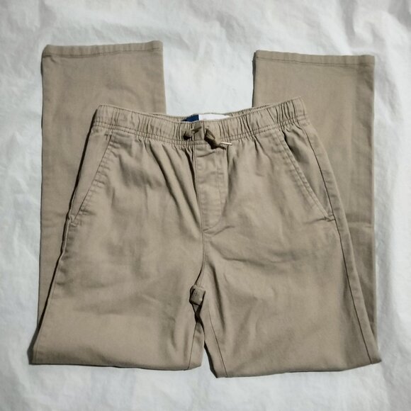 Old Navy Built In Flex Chino Pants Boys XL 14-16 Khaki Elastic Waist Tan - Picture 1 of 7